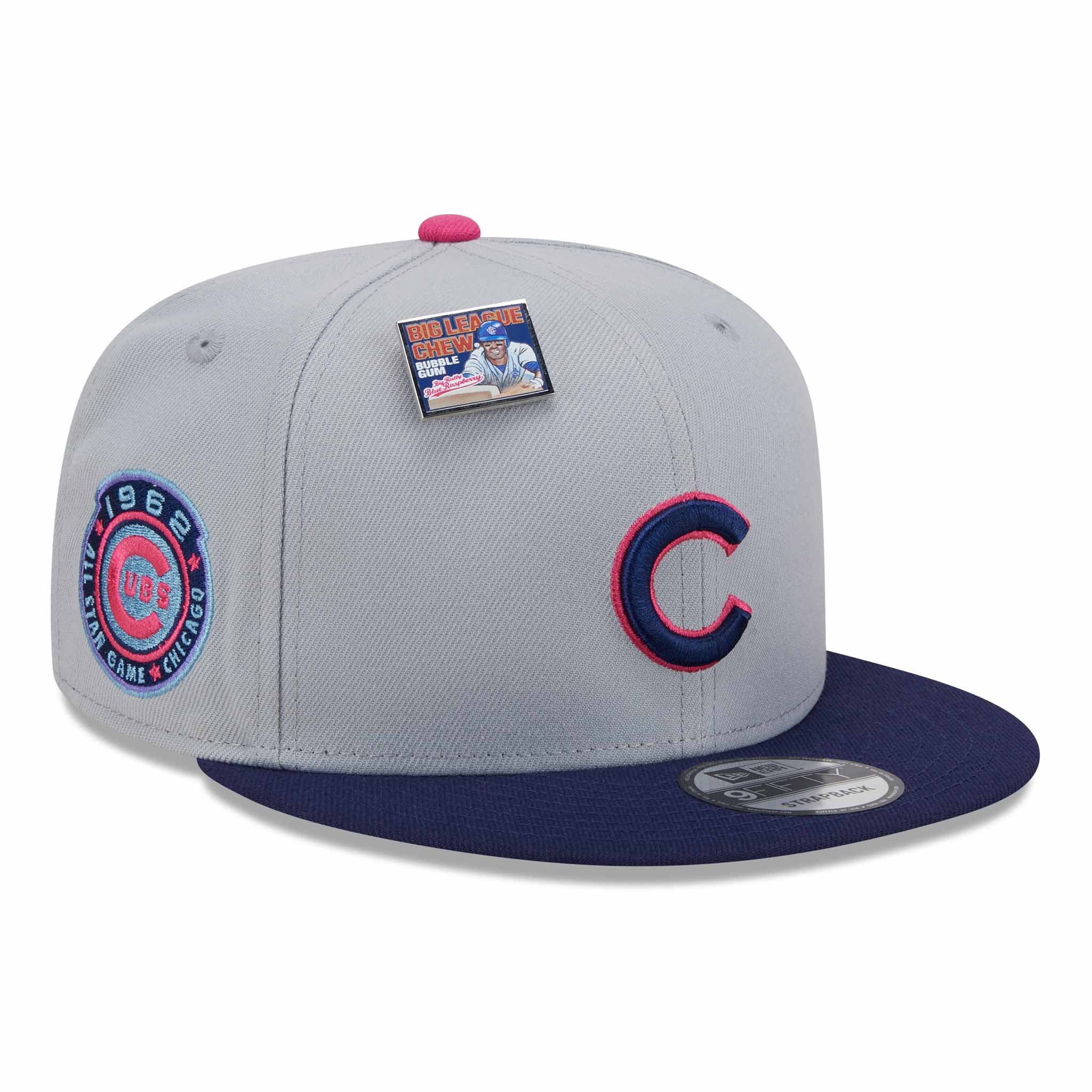 Chicago Cubs New Era Big League Chew 2024 9FFIFTY Grey Blue Snap Back Cap
