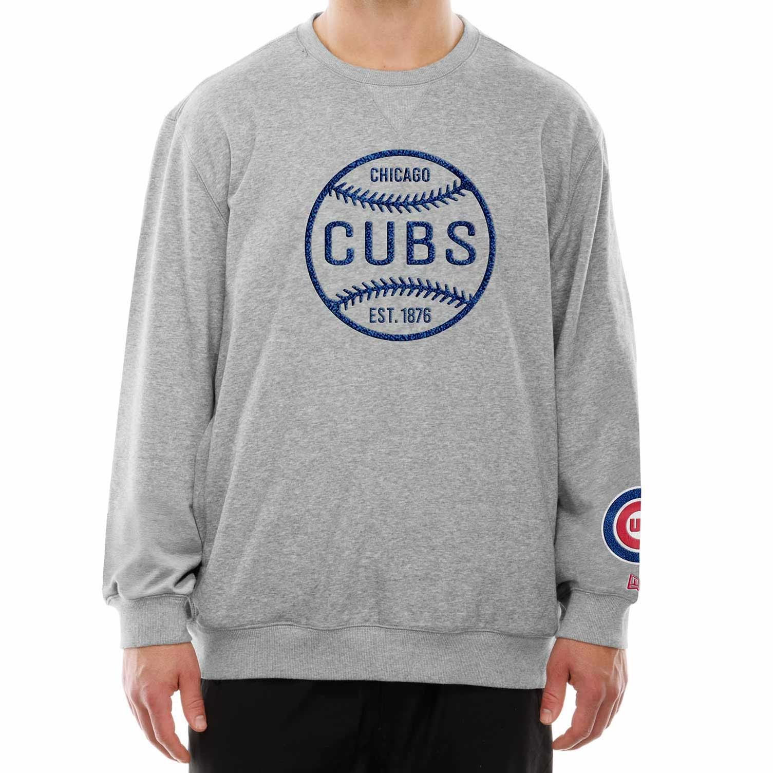 Chicago Cubs New Era Grey Sport Night Crewneck Sweatshirt