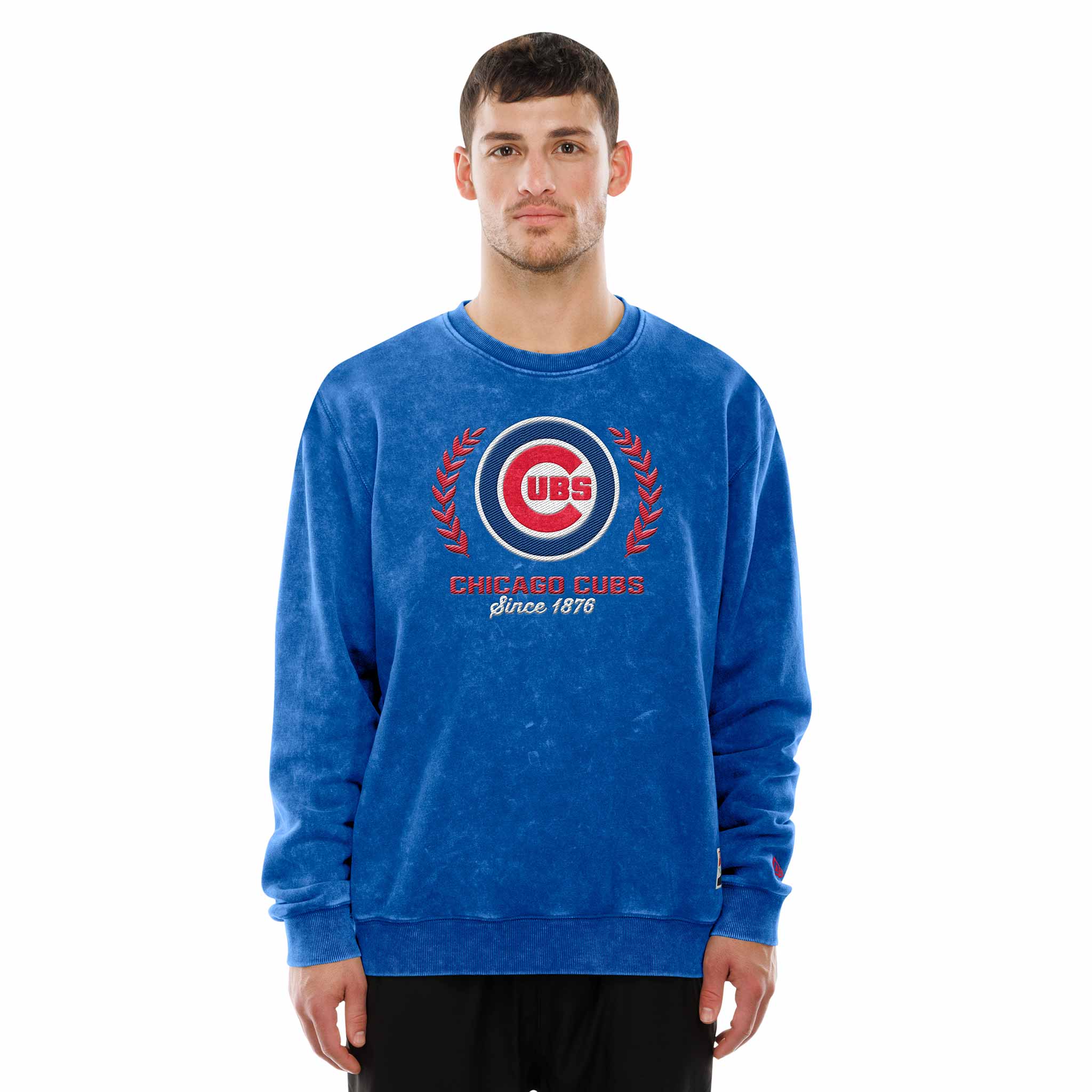 Chicago Cubs New Era Royal Blue Bullseye Crest Throwback Crewneck Sweatshirt - Image 2