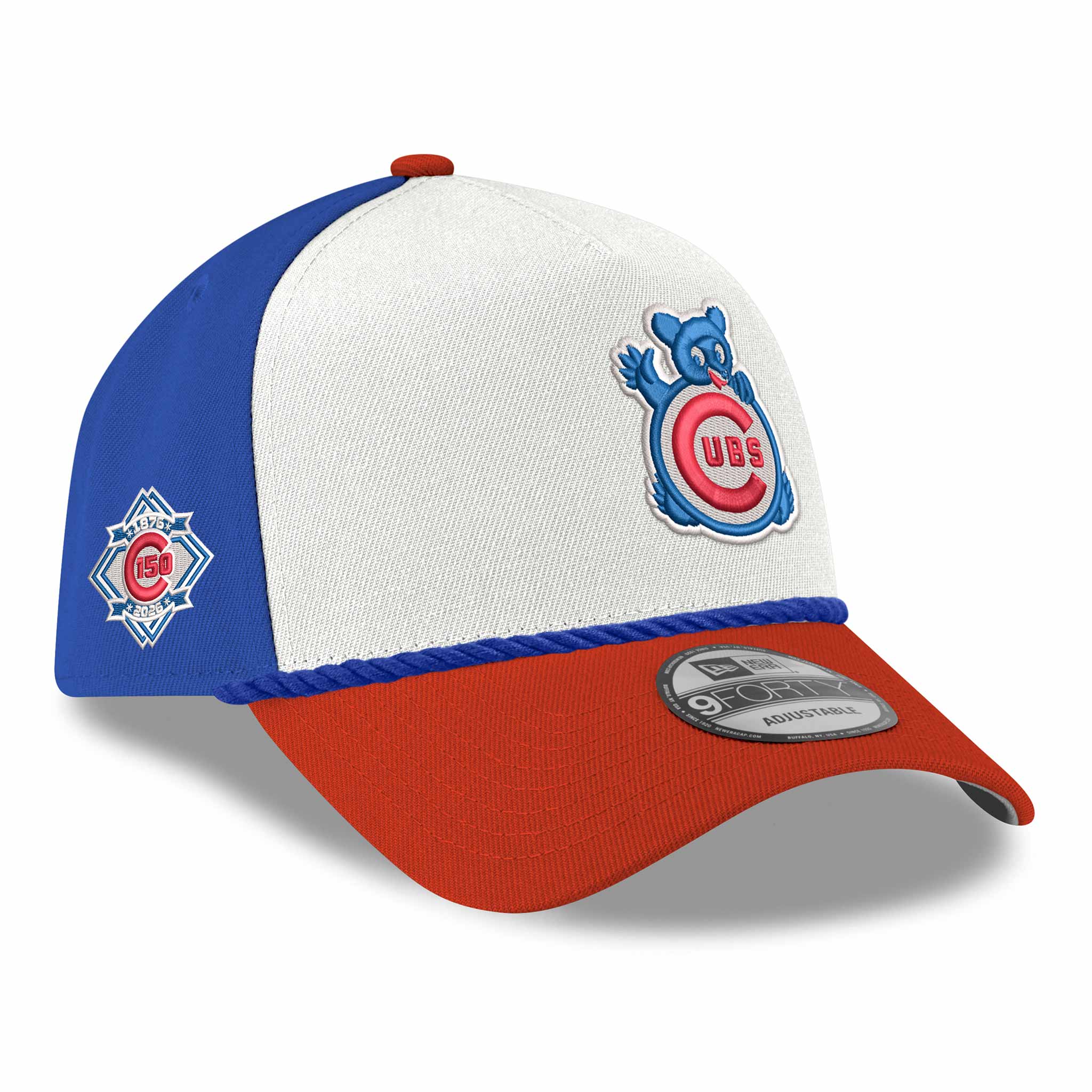 Chicago Cubs New Era Waving Bear 150 Year 9FORTY A Frame Rope Adjustable Cap