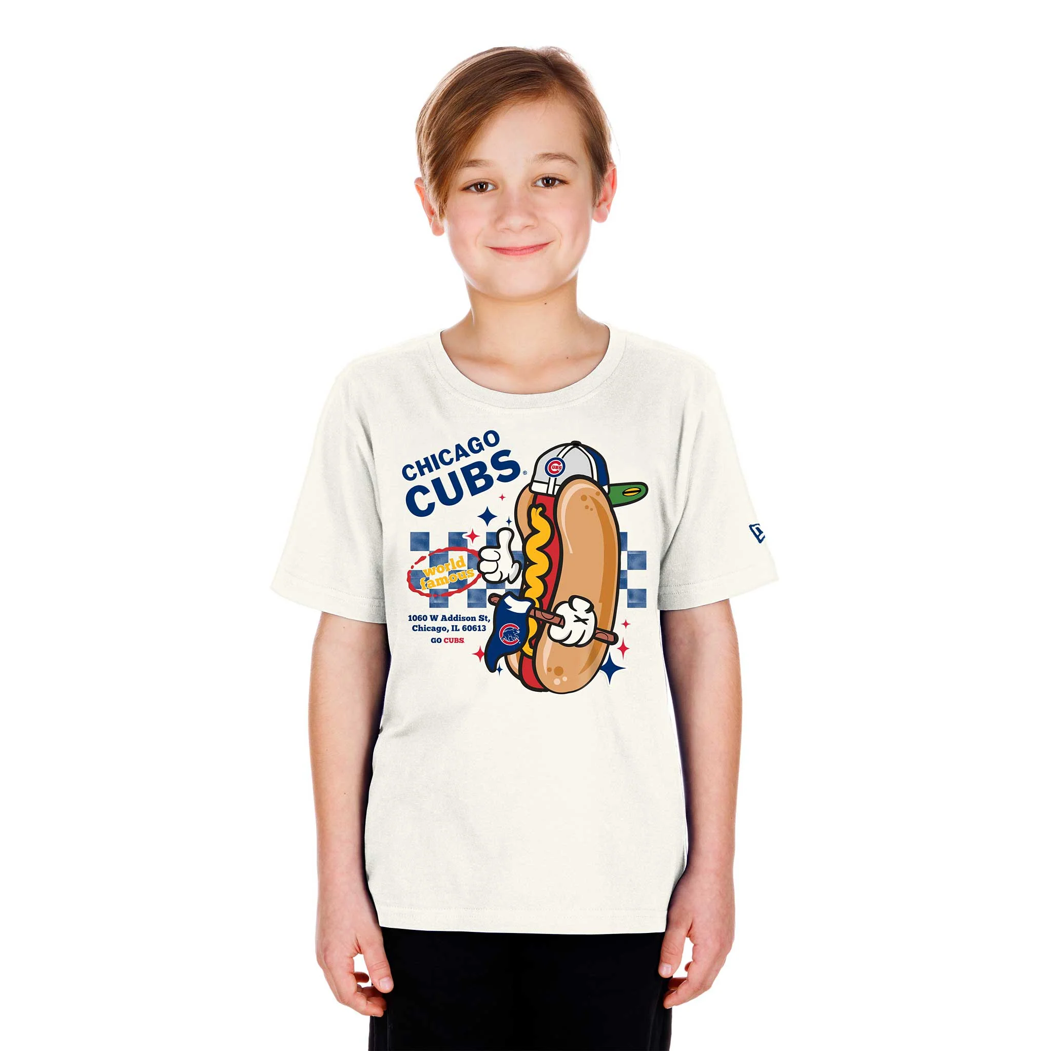 Chicago Cubs New Era Youth World Famous Two Sided Hot Dog T Shirt - Image 3