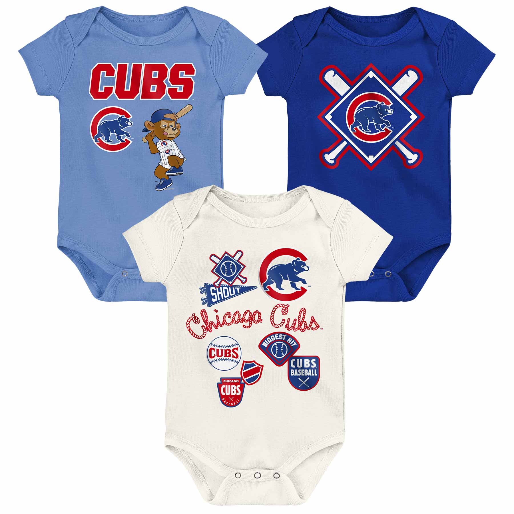 Chicago Cubs Newborn 3 Pack Creeper Set