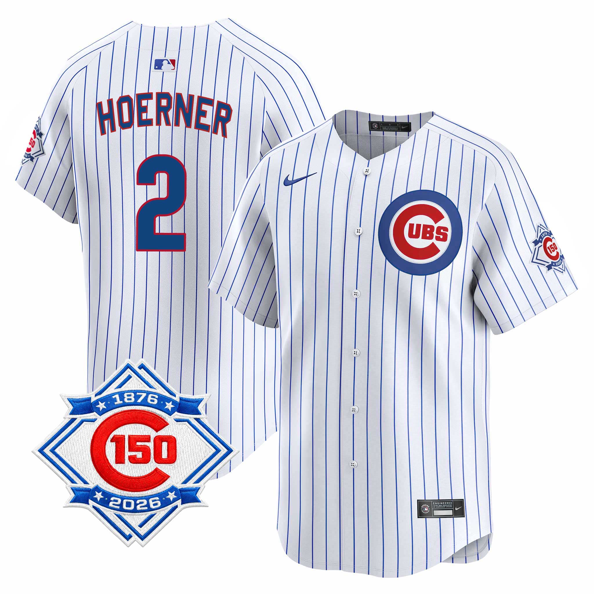 Chicago Cubs Nico Hoerner Nike Home Vapor Limited 150th Anniversary Jersey With Authentic Lettering