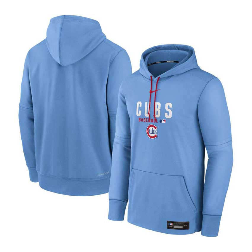 Chicago Cubs Nike Authentic On Field Alternate Blues Therma Fleece Hooded Sweatshirt - Image 3
