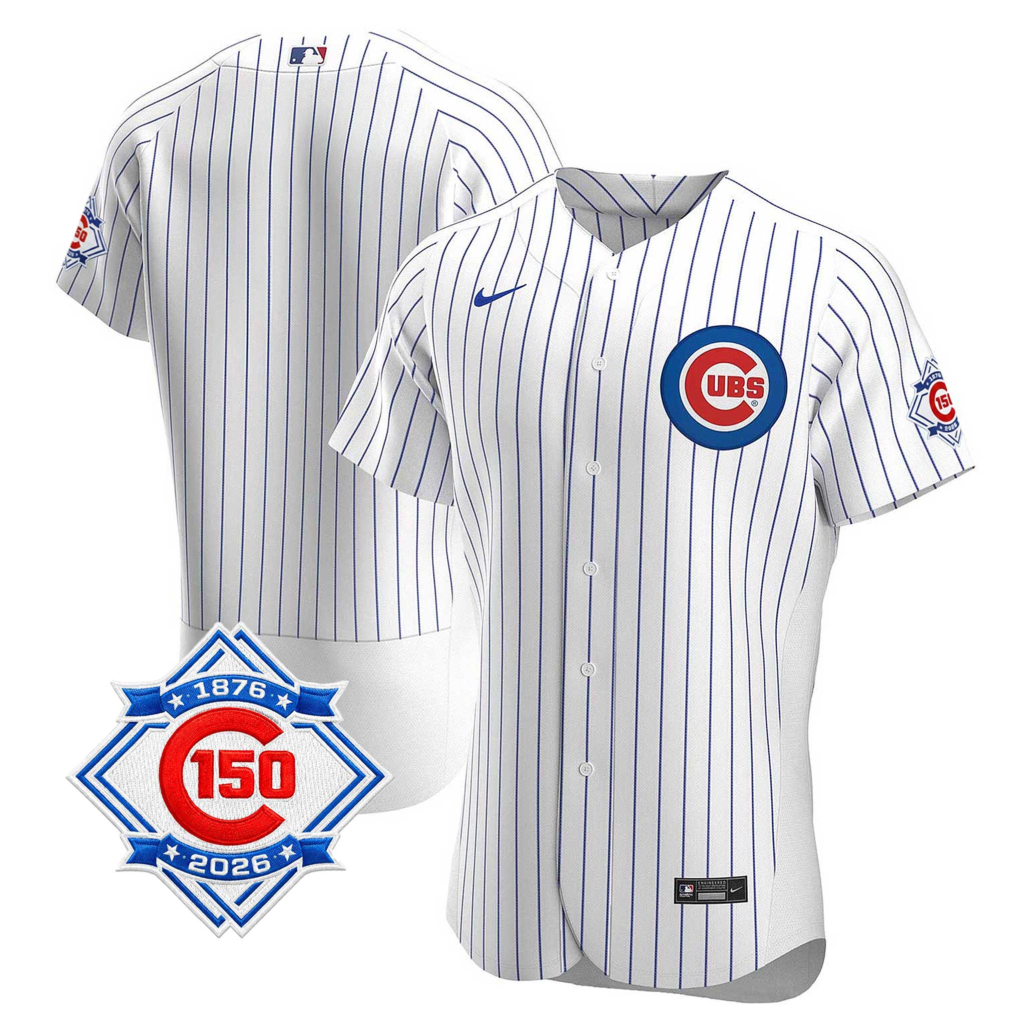 Chicago Cubs Nike Coolbase Authenitc Home 150th Anniversary Patch Jersey