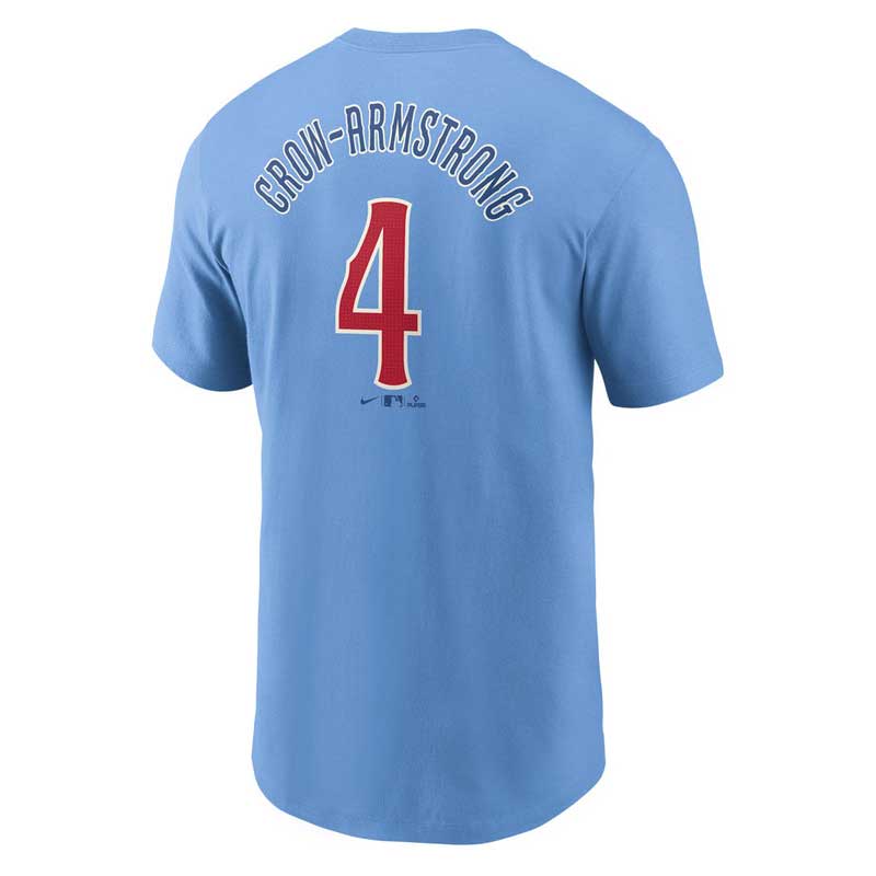 Chicago Cubs Pete Crow-Armstrong Nike Blues Alternate 2 Fuse Name & Number T-Shirt - Image 3