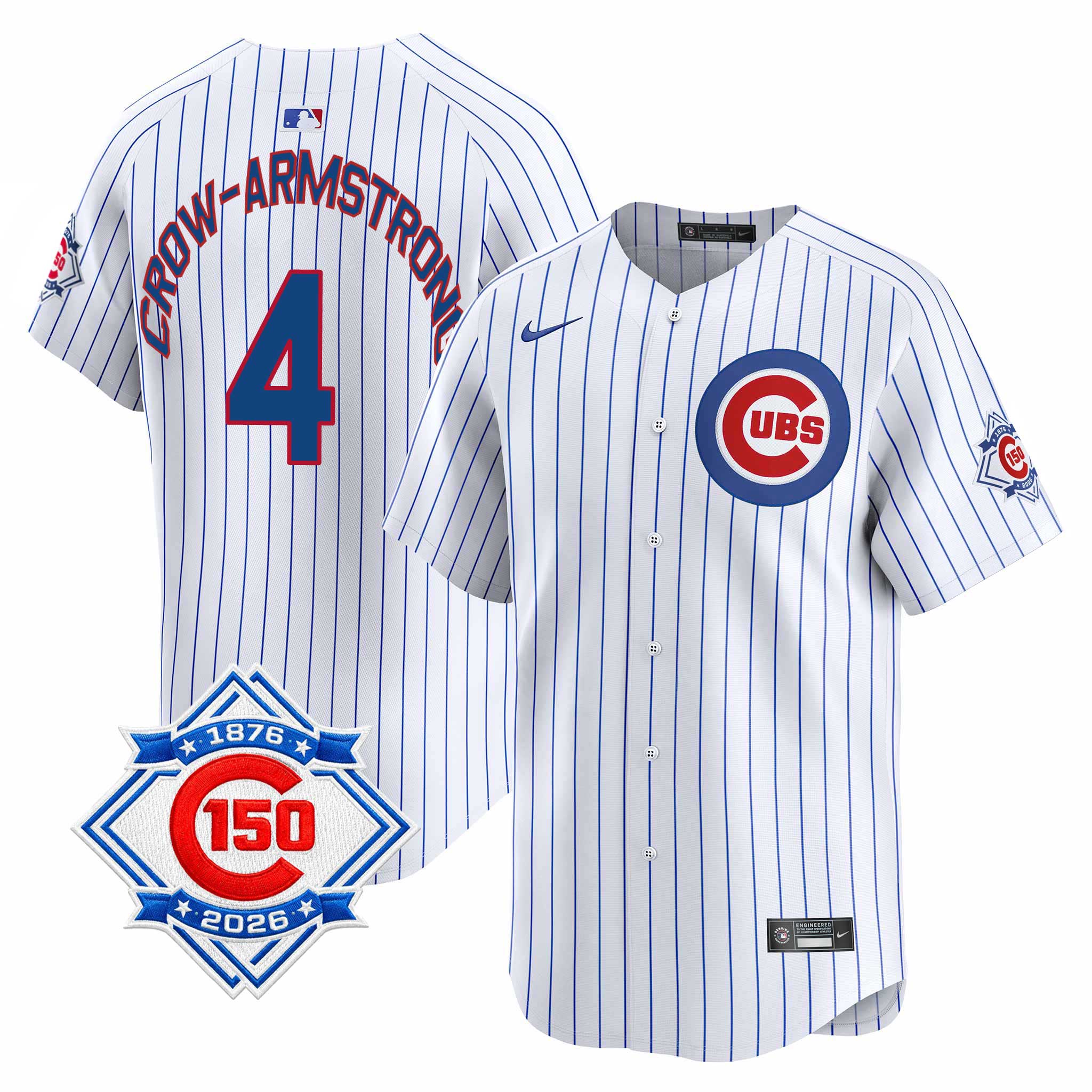 Chicago Cubs Pete Crow-Armstrong Nike Home Vapor Limited 150th Anniversary Replica Jersey