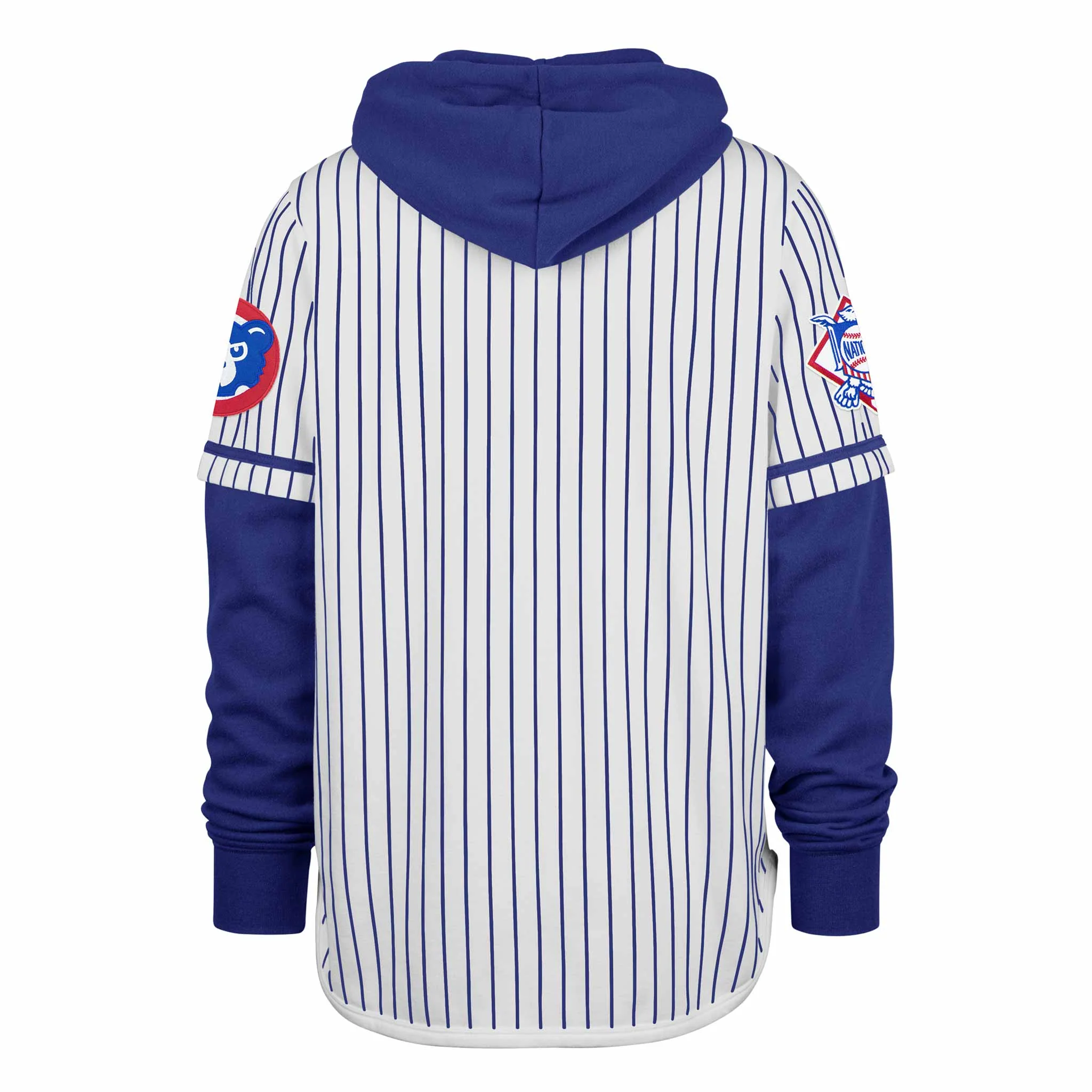 Chicago Cubs Pinstripe Double Header Hooded Sweatshirt - Image 2