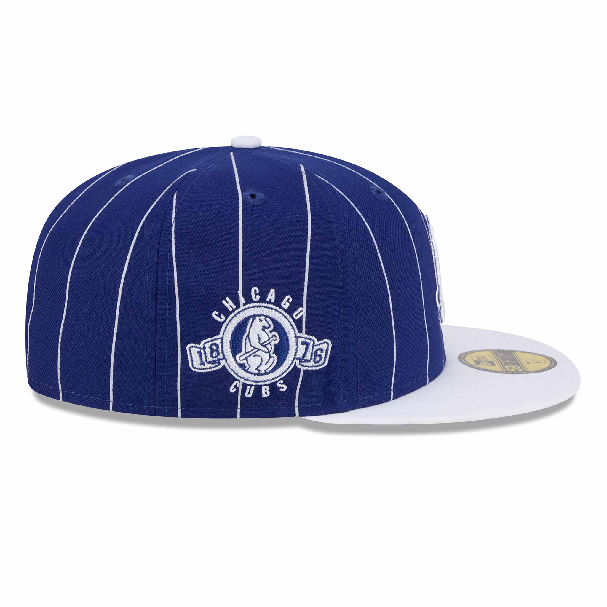 Chicago Cubs Pinstripe Navy 1914 Bear 1876 Patch 5950 Fitted Cap - Image 6