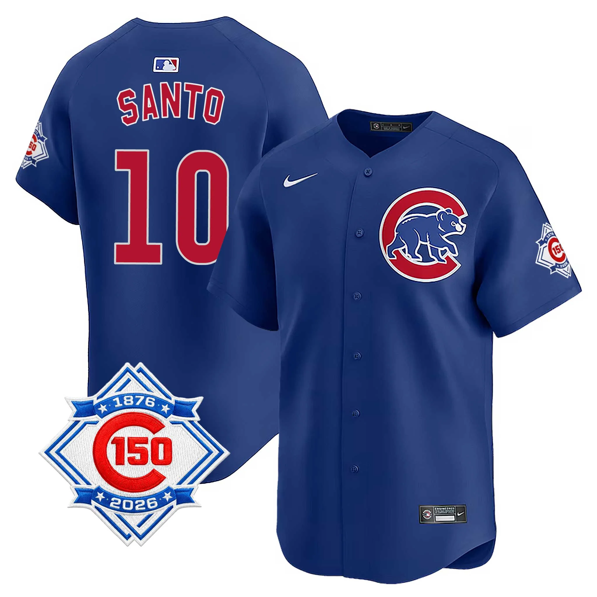 Chicago Cubs Ron Santo Nike Alternate Vapor Limited 150th Anniversary Jersey With Authentic Lettering
