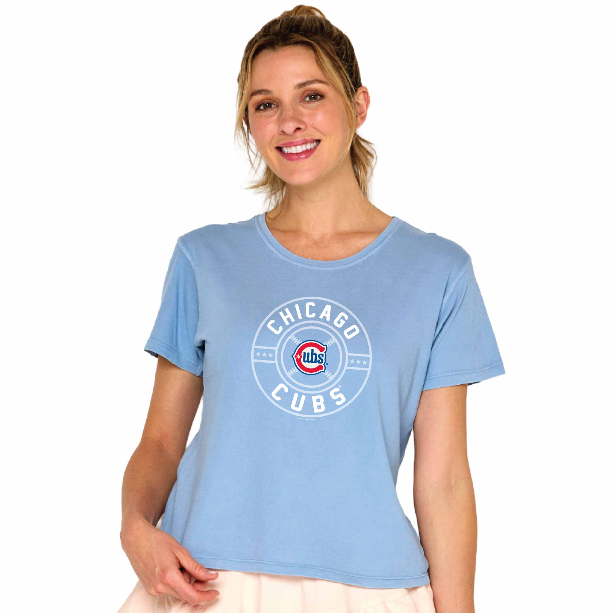 Chicago Cubs Soft As A Grape Women's Baby Blue The Cutee T Shirt - Image 2