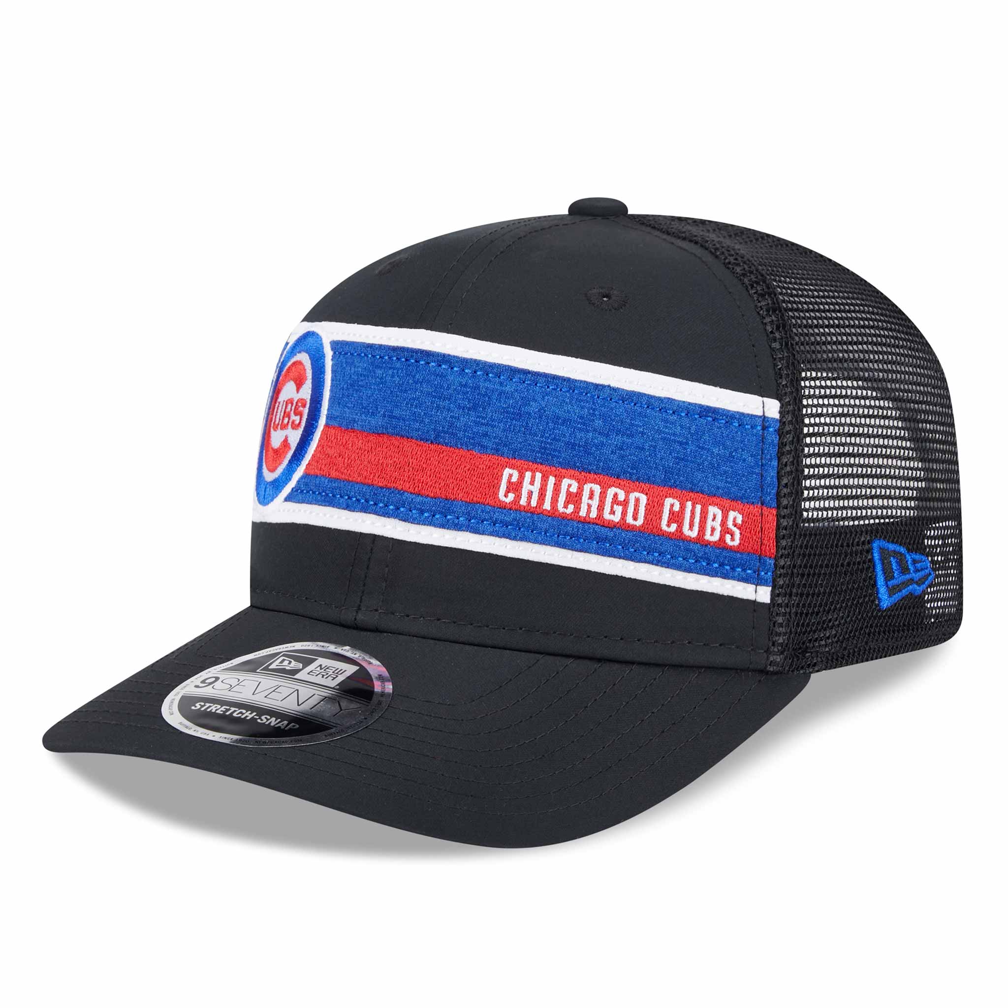 Chicago Cubs Trucker Stripe 9SEVENTY Stretch Snap Trucker Cap - Image 4