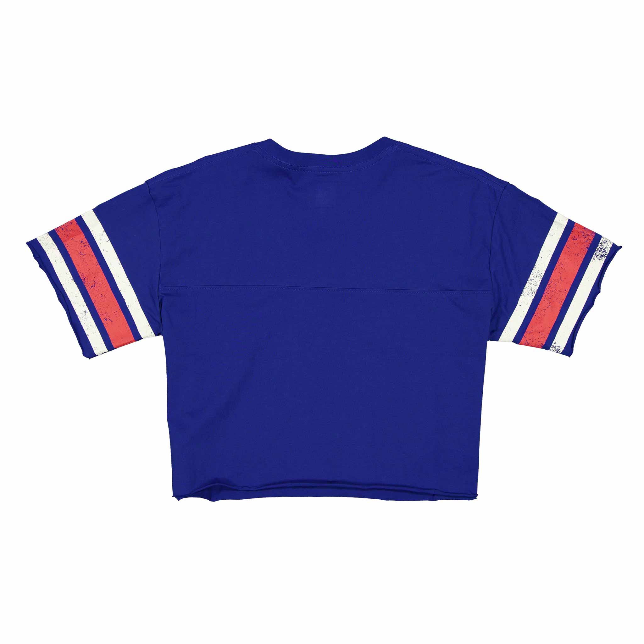 Chicago Cubs Women's New Era Crop Top V Neck T-Shirt - Image 6