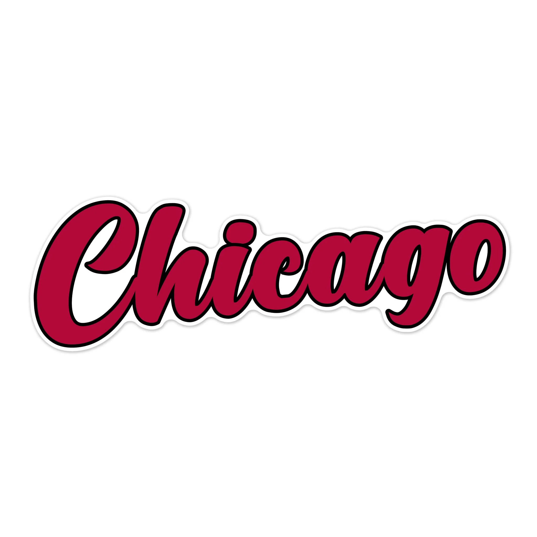 Chicago Script Black & Red Sticker